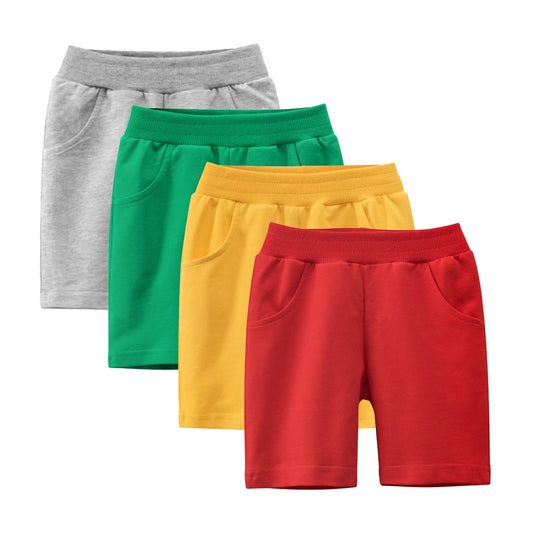 Toddler Boys 4 Pack Cotton Sport Jogger Shorts,Kids Summer Solid Active Short Pants with Pocket