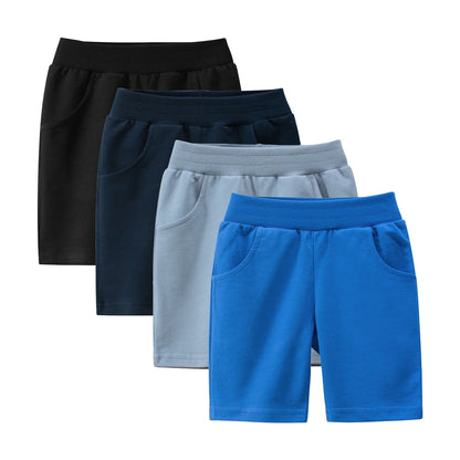 Toddler Boys 4 Pack Cotton Sport Jogger Shorts,Kids Summer Solid Active Short Pants with Pocket