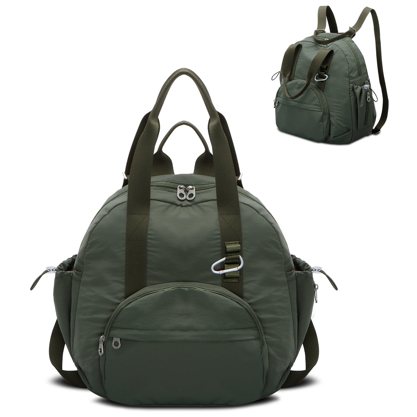 URSOFINE 2-in-1 Recycled Nylon Convertible Backpack Tote Purse for Women, Water-Resistant Handbag with Wet Pocket, Lightweight Foldable Daypack for Commute, College, Gym, and Weekend Travel