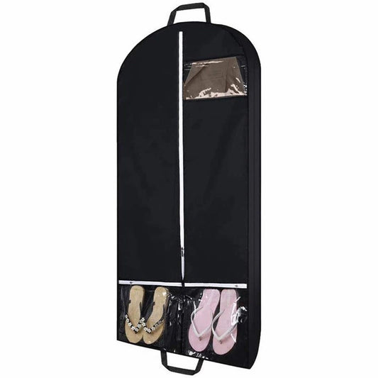 URSOFINE 54" Garment Bags for Travel and Storage, Travel Suit Bags for Men Women with 2 Clear Pockets, Storage bags for Clothes, Suits, Dress, Shirts, Coats (Black)
