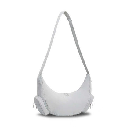 URSOFINE Crescent Crossbody Bag for Women, Lightweight Water-Resistant Nylon Hobo Bag with Multiple Pockets, Adjustable Strap Crescent Moon Bag for Travel, Shopping, Gym (Black)