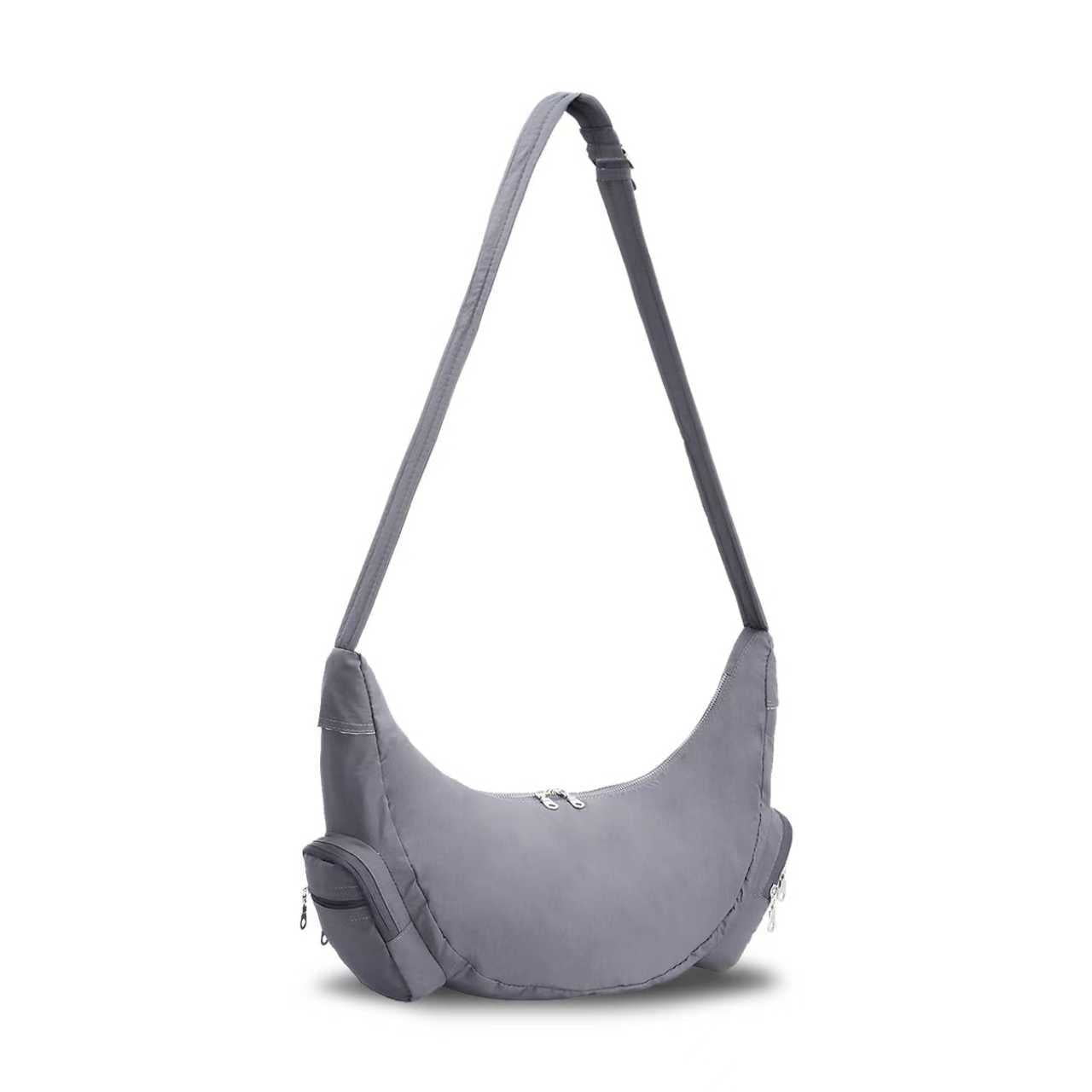 URSOFINE Crescent Crossbody Bag for Women, Lightweight Water-Resistant Nylon Hobo Bag with Multiple Pockets, Adjustable Strap Crescent Moon Bag for Travel, Shopping, Gym (Black)