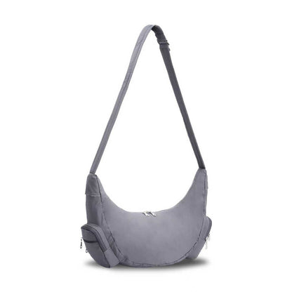 URSOFINE Crescent Crossbody Bag for Women, Lightweight Water-Resistant Nylon Hobo Bag with Multiple Pockets, Adjustable Strap Crescent Moon Bag for Travel, Shopping, Gym (Black)