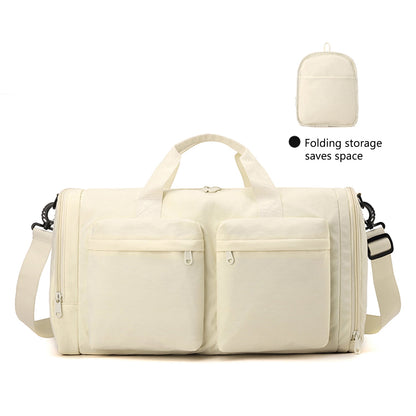 URSOFINE Duffle Bag with Shoes Compartment, Foldable Travel Duffel Bags for Men Women, Packable Travel Bag Waterproof Overnight Weekender Bags with Trolley Sleeve
