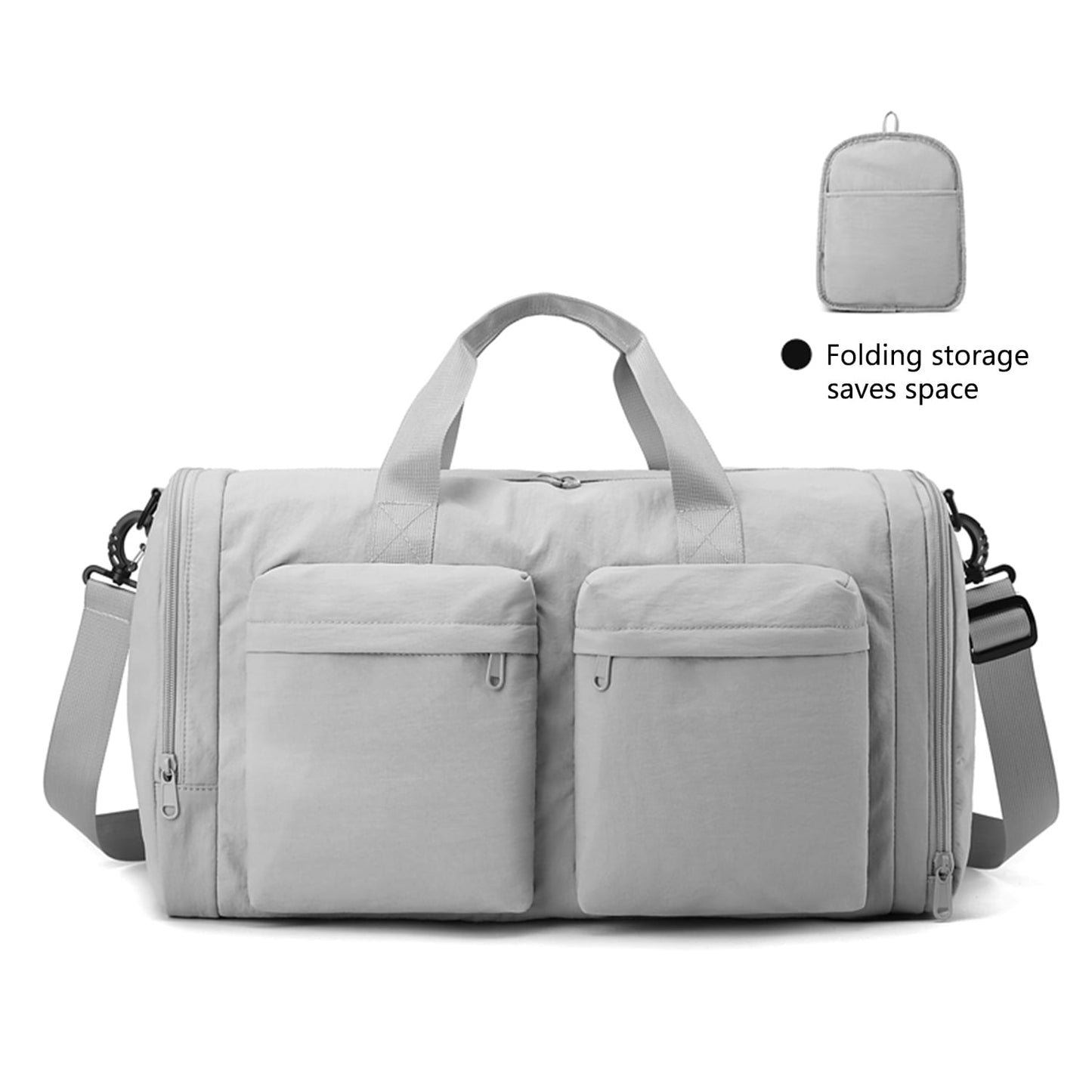 URSOFINE Duffle Bag with Shoes Compartment, Foldable Travel Duffel Bags for Men Women, Packable Travel Bag Waterproof Overnight Weekender Bags with Trolley Sleeve