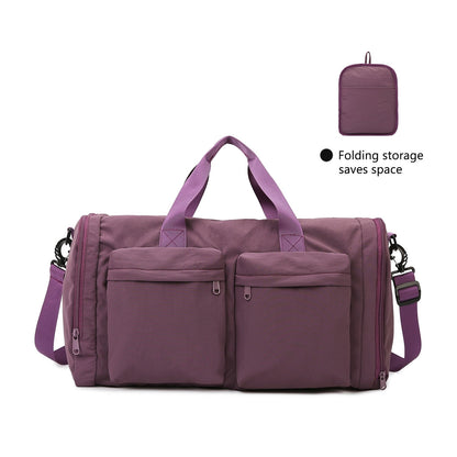URSOFINE Duffle Bag with Shoes Compartment, Foldable Travel Duffel Bags for Men Women, Packable Travel Bag Waterproof Overnight Weekender Bags with Trolley Sleeve