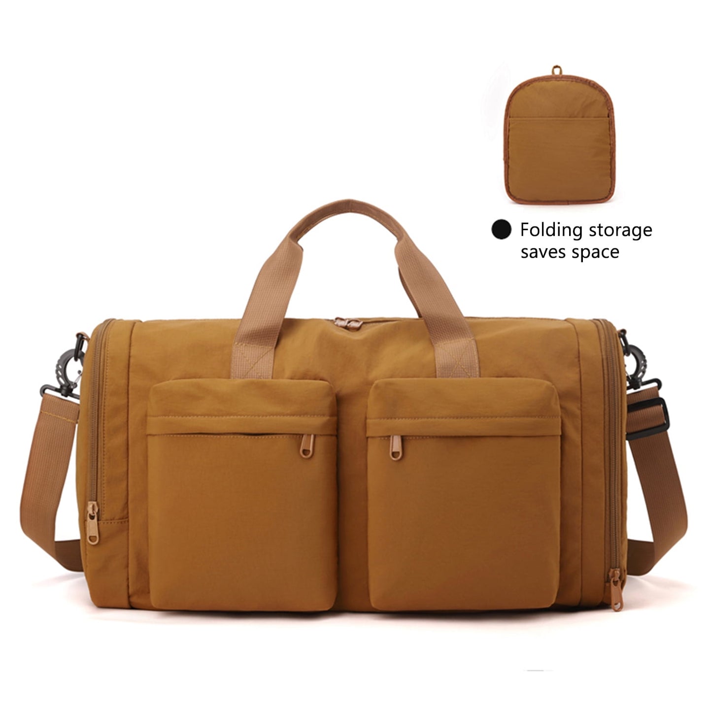 URSOFINE Duffle Bag with Shoes Compartment, Foldable Travel Duffel Bags for Men Women, Packable Travel Bag Waterproof Overnight Weekender Bags with Trolley Sleeve