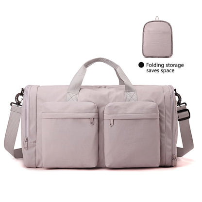 URSOFINE Duffle Bag with Shoes Compartment, Foldable Travel Duffel Bags for Men Women, Packable Travel Bag Waterproof Overnight Weekender Bags with Trolley Sleeve