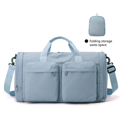 URSOFINE Duffle Bag with Shoes Compartment, Foldable Travel Duffel Bags for Men Women, Packable Travel Bag Waterproof Overnight Weekender Bags with Trolley Sleeve