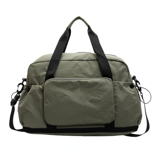URSOFINE Nylon Duffle Bag Lightweight - Foldable & Expandable Sport Gym Bag with Wet Pocket & Luggage Sleeve - Large Capacity Carry-On Bag for Men Women Travel Fitness Camping Weekend Getaways Green