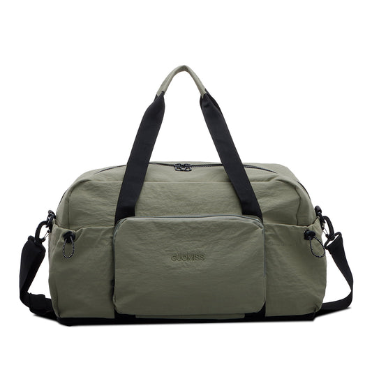 URSOFINE Nylon Duffle Bag, Lightweight Foldable Expandable Gym Bag with Wet Pocket & Luggage Sleeve, Large Capacity Carry On Travel Bag for Men Women, Ideal for Fitness Camping Weekend Getaways Green