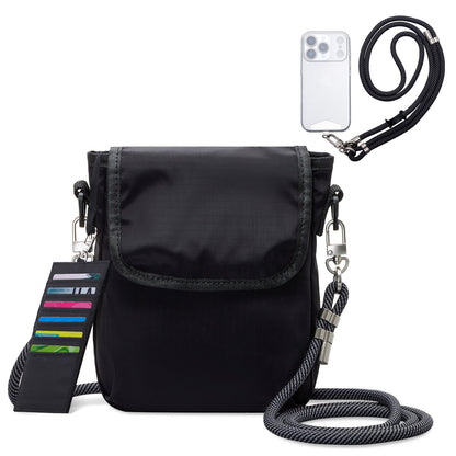 URSOFINE Small Crossbody Bag for Women, Phone Lanyard for Women/Men, Cell Phone Purses with Detachable 6-Layer Card Holder