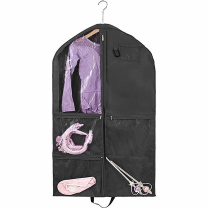 URSOFINE Waterproof Hanging Garment Bag 40 inch Clothes Bag with Gusset, 5 Pockets Side Zip for Dance Costumes Sports Skating Theatre Pageants Cheer Cosplay