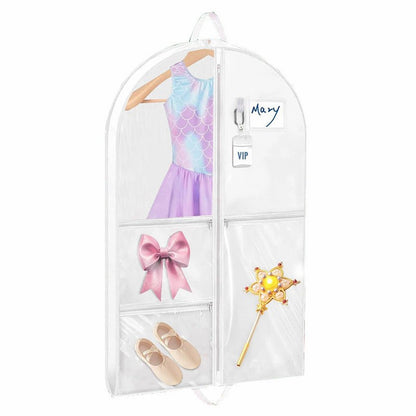 URSOFINE Waterproof Hanging Garment Bag 40 inch Clothes Bag with Gusset, 5 Pockets Side Zip for Dance Costumes Sports Skating Theatre Pageants Cheer Cosplay