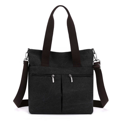 URSOFINE Women's Handbag Canvas Tote Bag Stylish Ladies Purse Lightweight Crossbody with Multi-Pocket & Adjustable Strap Durable Hobo Bags for Work Travel College Shopping Commuting Everyday Use