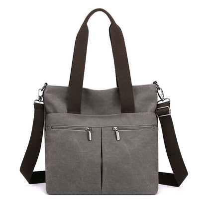 URSOFINE Women's Handbag Canvas Tote Bag Stylish Ladies Purse Lightweight Crossbody with Multi-Pocket & Adjustable Strap Durable Hobo Bags for Work Travel College Shopping Commuting Everyday Use