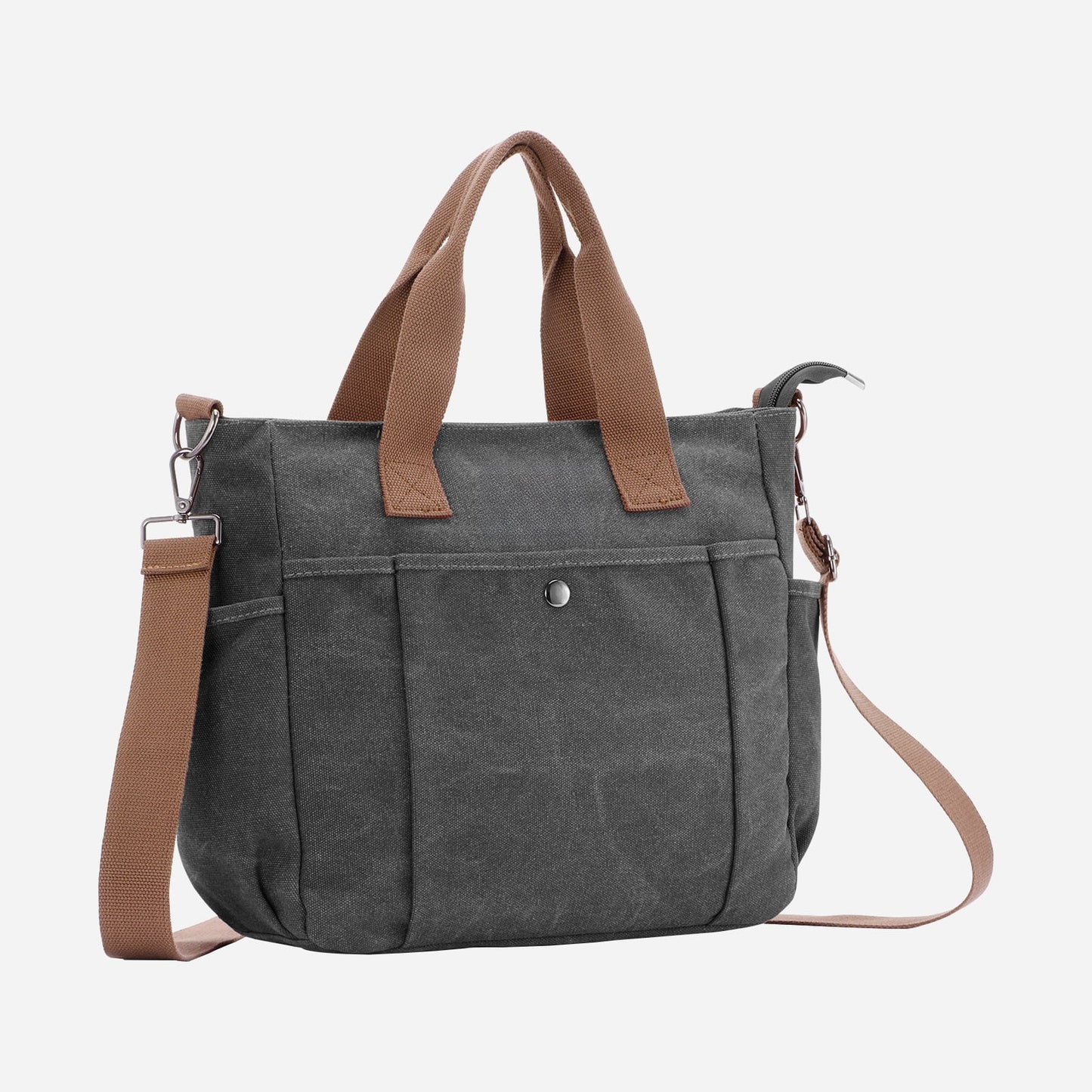 URSOFINE Women's Tote Bag Canvas Shoulder Bag Medium Stylish Crossbody Bags Lightweight Handbag Everyday Purse with Multiple Pockets for Work Travel College Daily Use