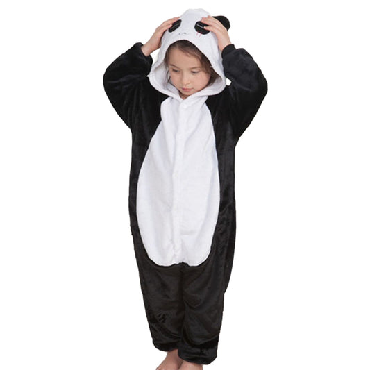 KAWELL Unisex Panda Parent-Child One-Piece Pajamas Flannel Animal Pajamas Costume Halloween Christmas Cosplay