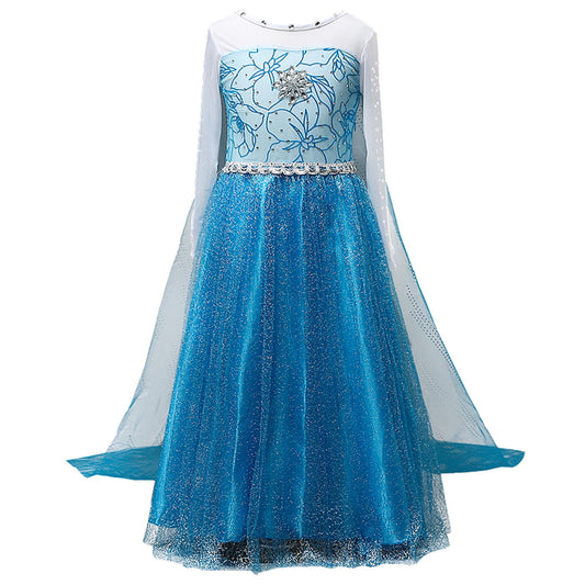 LOEL Girl's Princess Dress Blue Fairy Dress Christmas Birthday Dress Up
