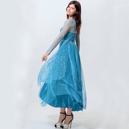 HAWEE Women Blue Costume Halloween Princess Performance Outfit Women's A-line Dress