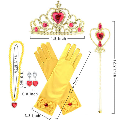 HAWEE Yellow Princess Dress for Girls Off Shoulder Layered Dress Up Halloween Birthday Cosplay Costume