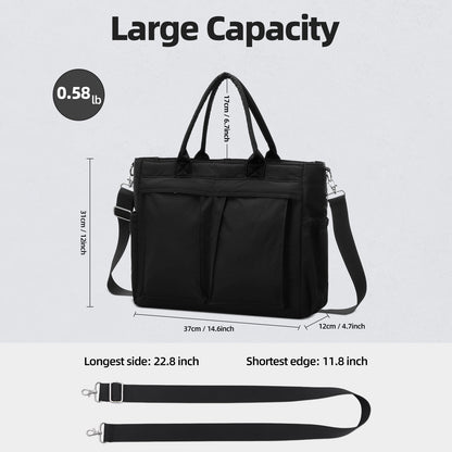 URSOFINE Tote Bag for Women, Lightweight Crossbody Tote Handbag with Dry Pocket, Nylon Shoulder Bag with Detachable Shoulder Strap for Work, Travel, Daily Use