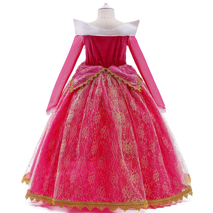 HAWEE Girls Aurora Princess Costume Sleeping Princess Dress Up with Accessories for Halloween Cosplay