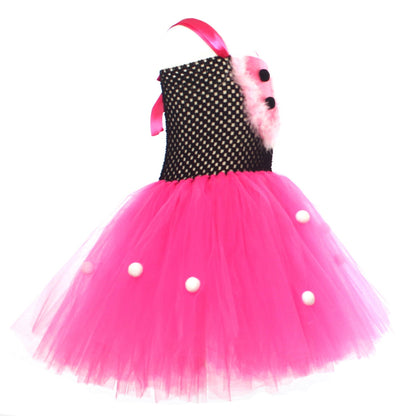 HAWEE Easter Rabbit Dress for Girls Pink Sleeveless Bunny Tutu Tulle Dress Rabbit Costume 5 PCS Kids Birthday Fancy Dress Up