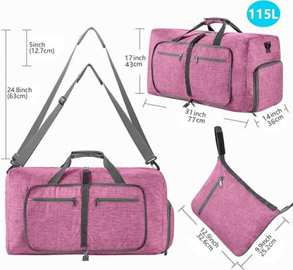 URSOFINE 115L/85L/65L Large Duffle Bag, Foldable Travel Gym Bag with Shoe Compartment, Lightweight Water Repellent Tear Resistant for Camping, Weekender, Overnight Travel