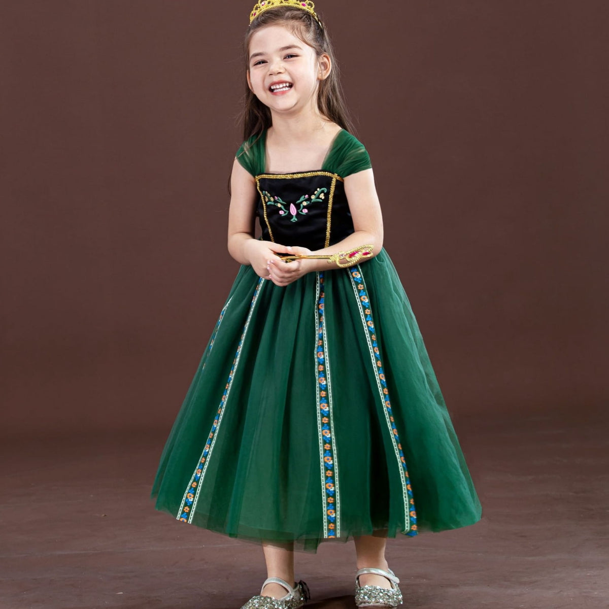 LOEL Girls Princess Dress Fancy Outfit Christmas Birthday Theme Party Fairy Green Dress