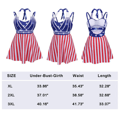 Womens Halter Swimdress Plus Size Two Piece Swimsuit Tankini Set