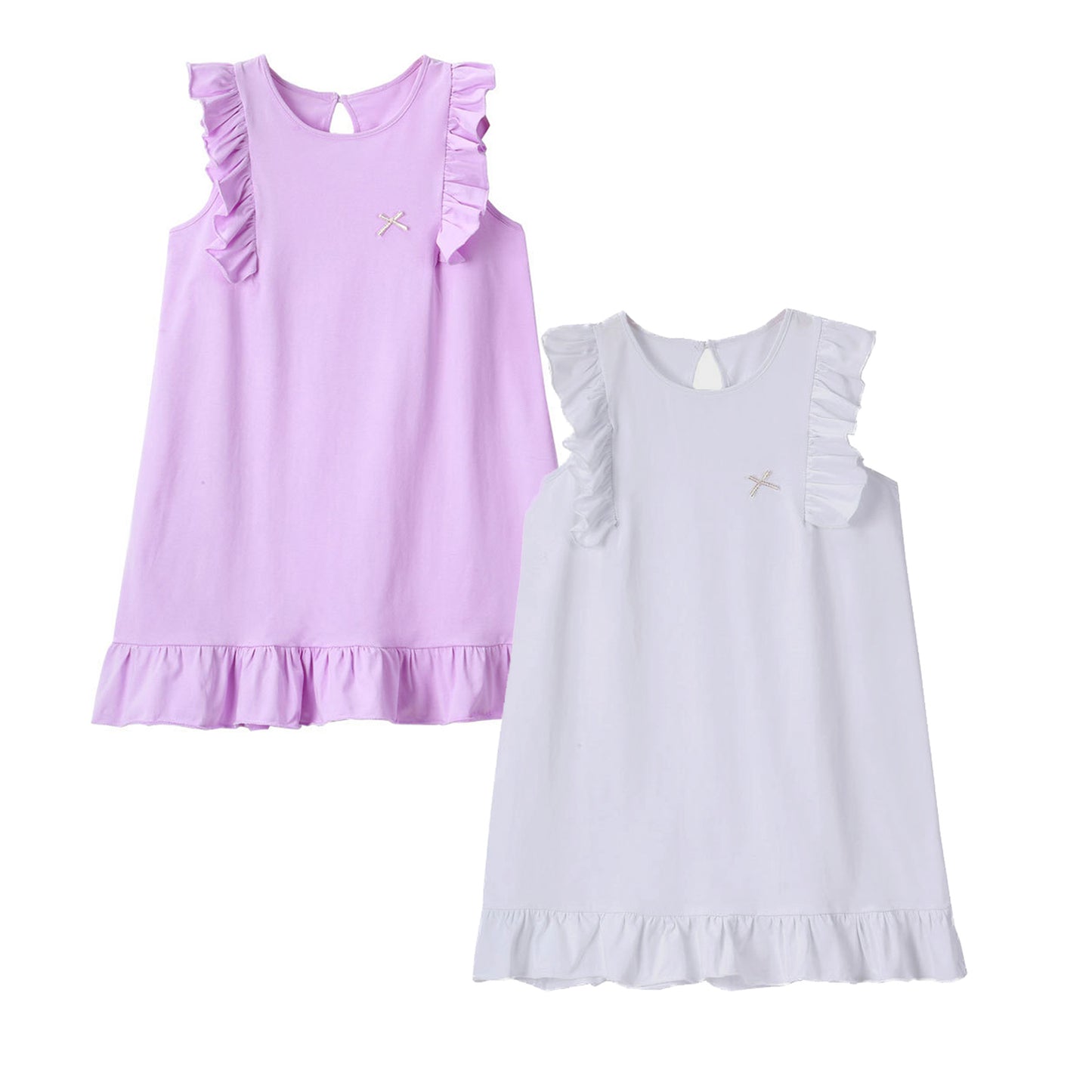 HuaAngel 2 Pieces Girls Cotton Nightgown Soft Sleeveless Night Dresses Sizes 2-12