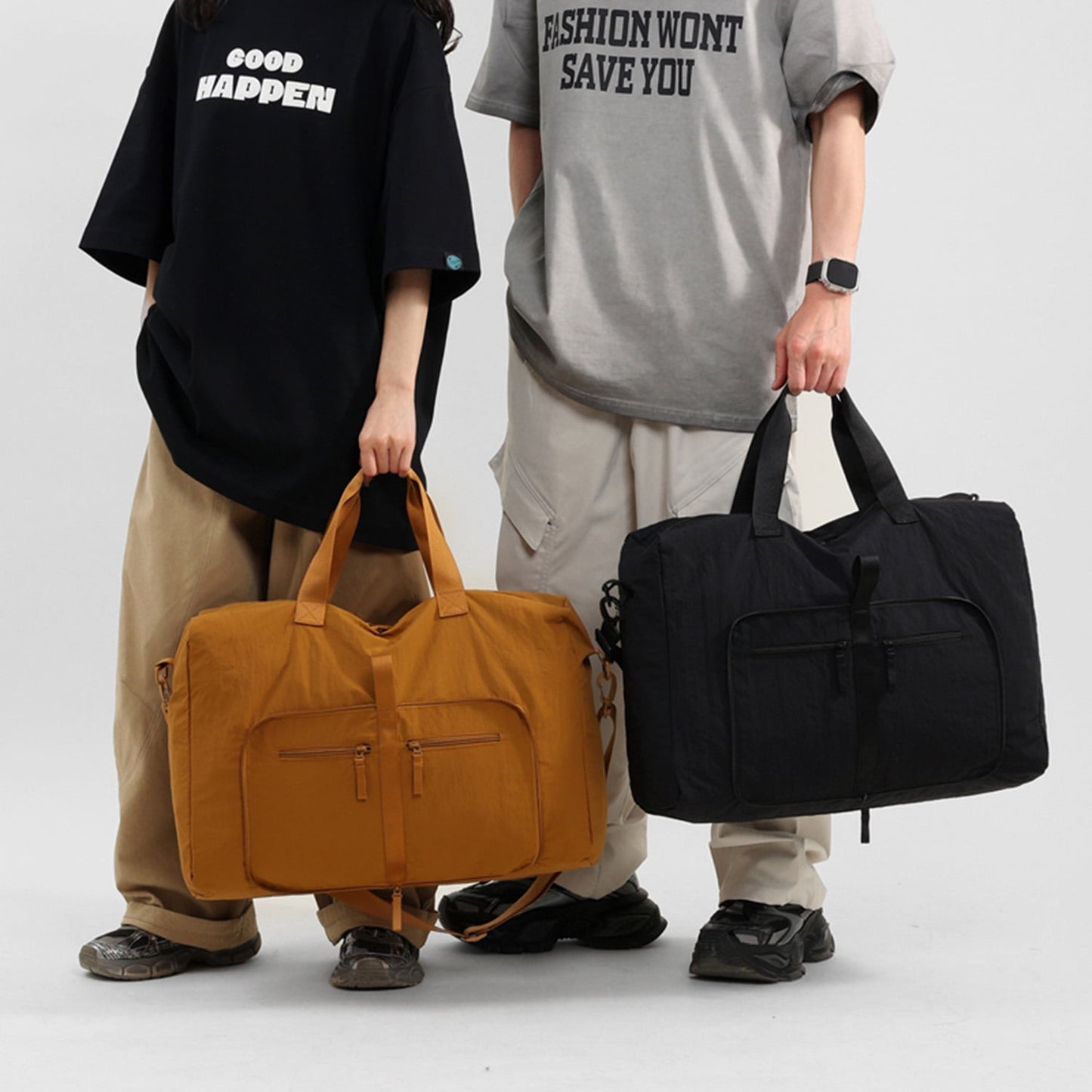 URSOFINE Travel Duffel Bags 35L, Gym Travel Bag & Packable Duffle Bag for Men, Foldable Overnight Weekender Bags for Women & Men with Adjustable Shoulder Strap