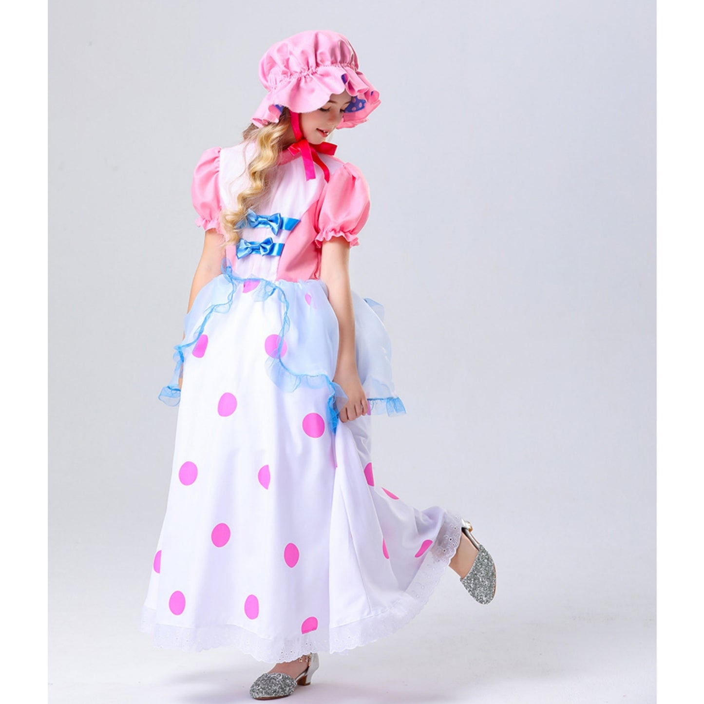 HAWEE Girl's Pink Princess Dress with Hat Kids Christmas Halloween Outfit Cute Polka Dot Print Costume Themed Party Fancy Dress up