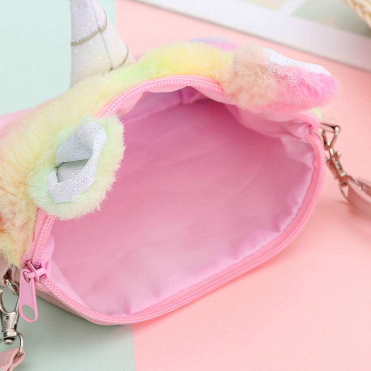 HAWEE Cartoon Girls Plush Purses and Handbags Unicorn Coin Wallet Pouch Girl Money Change Purse Shoulder Bag