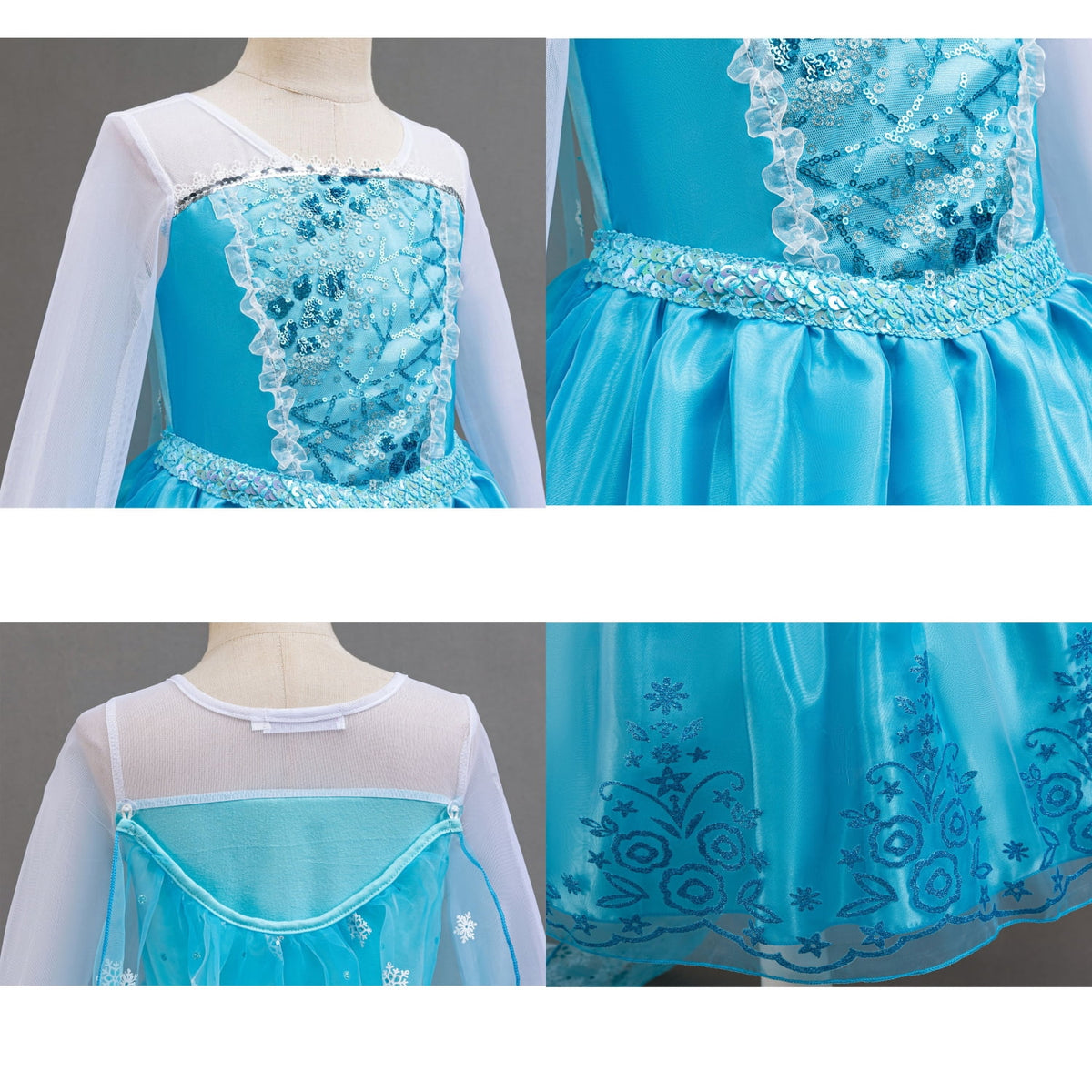 LOEL Girls Princess Dress Christmas Birthday Party Dress up for Toddler Long Sleeve Sequin Blue Fancy Outfit
