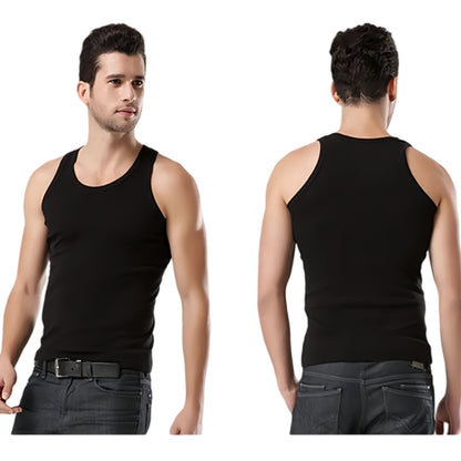 LOEL 3 Pack Men's Undershirts Crew Neck Sleeveless Athletic Workout Tank Top Sports Baselayer Running Compression Shirts