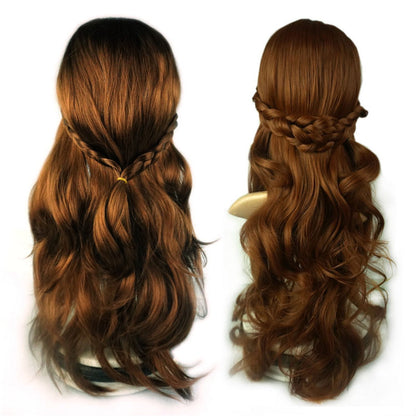 Phenas Arabian Princess Wig for Girls Jasmine Braid with Princess Tiara Princess Dress Up Costume Cosplay Halloween Accessories for Kids