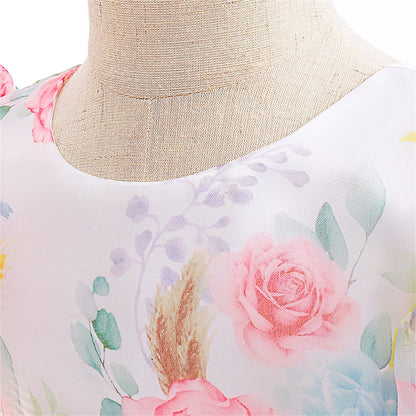 KAWELL Easter Dress for Girls Puff Sleeve Floral Dress Wedding Pageant Party Ball Gown Dresses