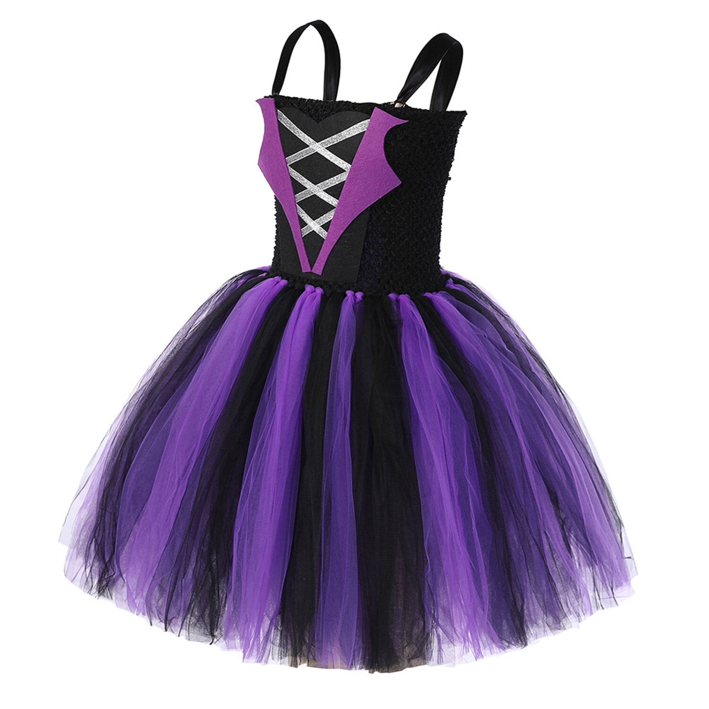 HAWEE Light up Witch Dress Halloween Girls Purple Witch Costume Party Fancy Dress with Hat and Broom