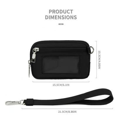 URSOFINE Nylon Wallet with Wrist strap for Women, Small Wristlet Zip Around Pouch Bag with ID Window, Coin Purse,Lipstick Slot , Credit Card Holder for Travel Shopping Daily