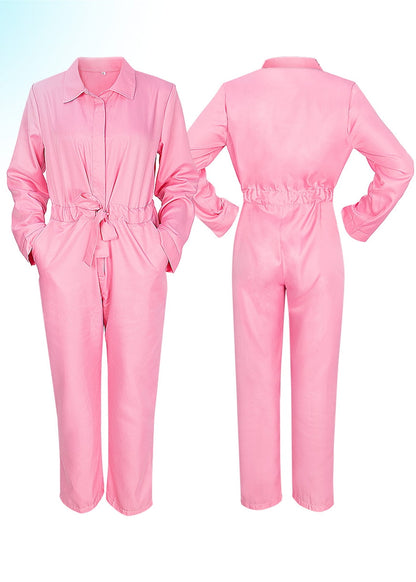 KAWELL Pink Power Jumpsuit Costume for Women - Pink Cowgirl Halloween Cosplay Outfit, 2025 Movie Dress Up Party