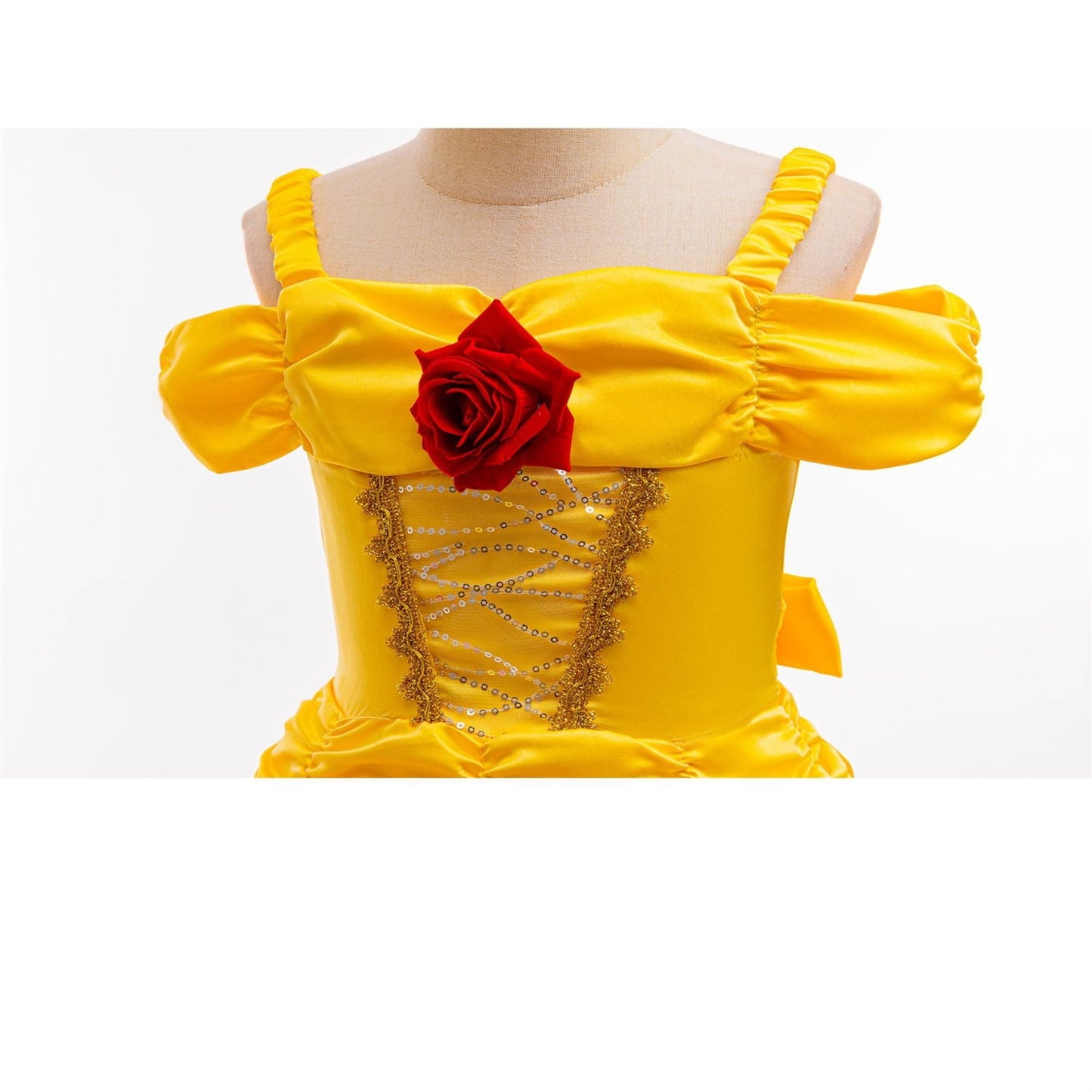 HAWEE Yellow Princess Dress for Girls Off Shoulder Layered Dress Up Halloween Birthday Cosplay Costume