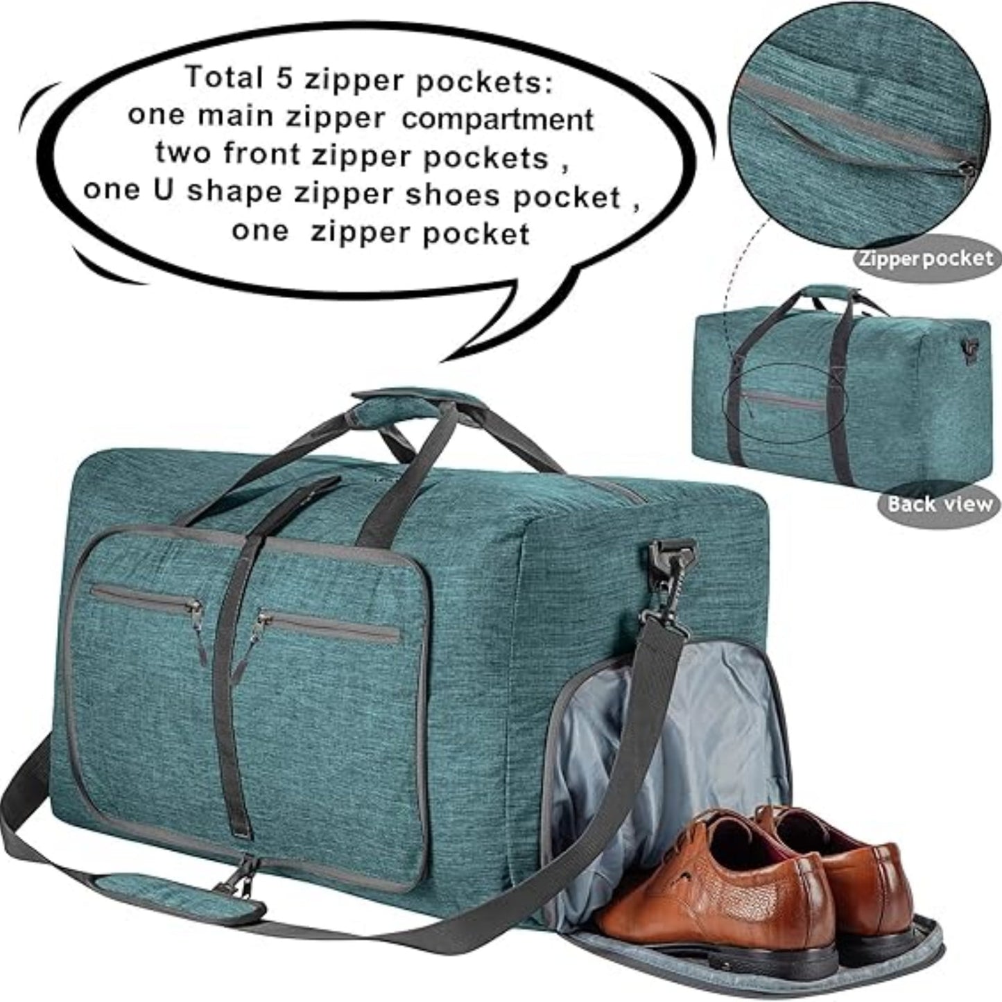 URSOFINE 115L/85L/65L Large Duffle Bag, Foldable Travel Gym Bag with Shoe Compartment, Lightweight Water Repellent Tear Resistant for Camping, Weekender, Overnight Travel