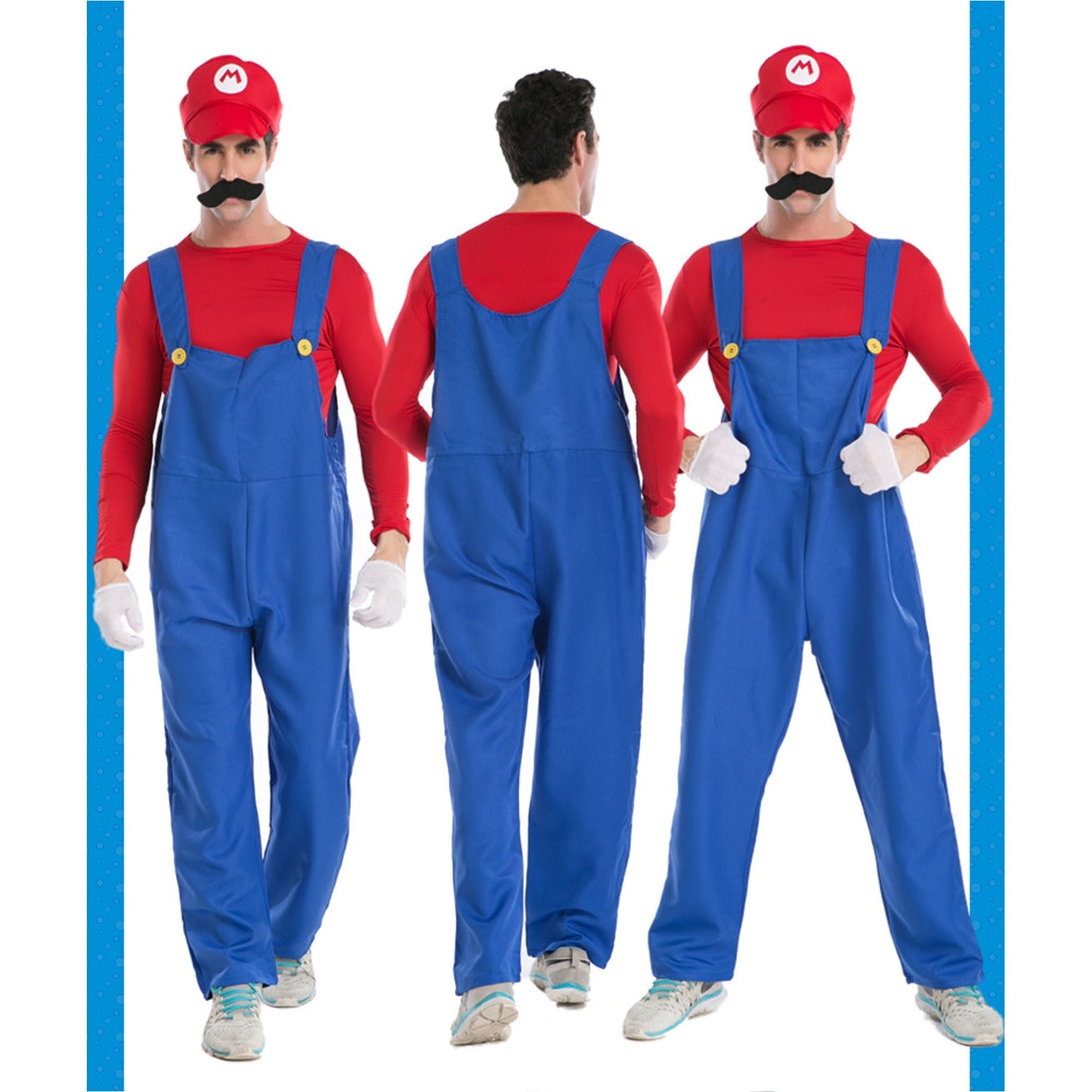 KAWELL Super Bros Costume for Adults Unisex Cap Gloves Fake Accessory Kit for Cosplay Halloween for Women Men