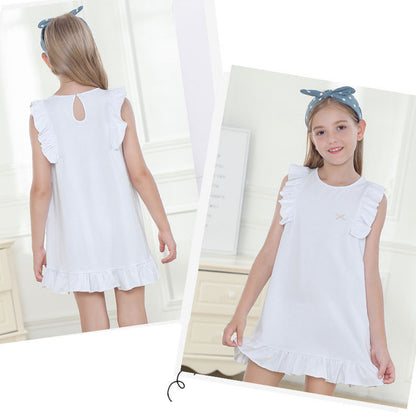 HuaAngel 2 Pieces Girls Cotton Nightgown Soft Sleeveless Night Dresses Sizes 2-12