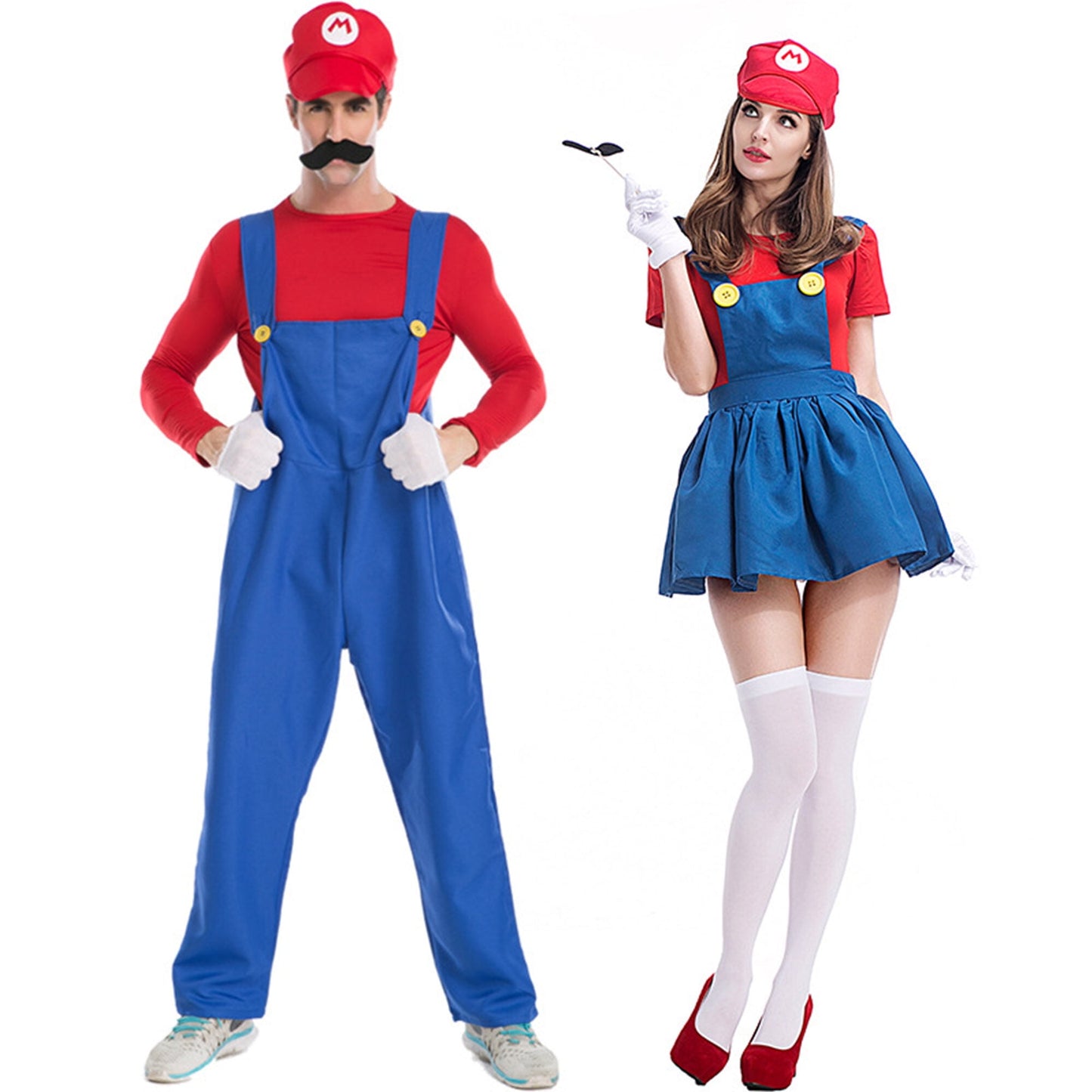 KAWELL Super Bros Costume for Adults Unisex Cap Gloves Fake Accessory Kit for Cosplay Halloween for Women Men