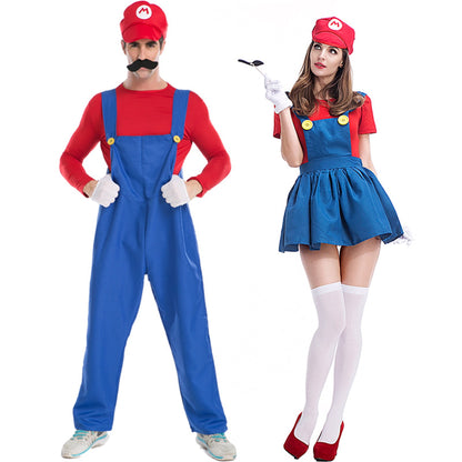 KAWELL Super Bros Costume for Adults Unisex Cap Gloves Fake Accessory Kit for Cosplay Halloween for Women Men