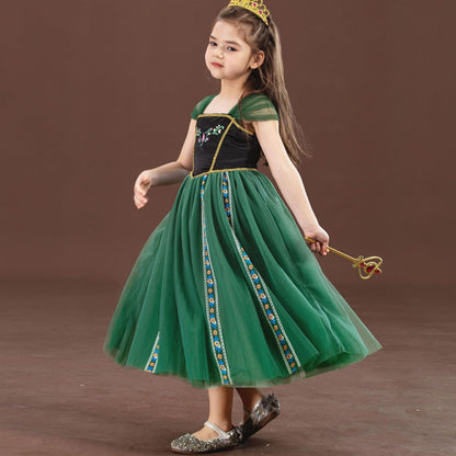 LOEL Girls Princess Dress Fancy Outfit Christmas Birthday Theme Party Fairy Green Dress
