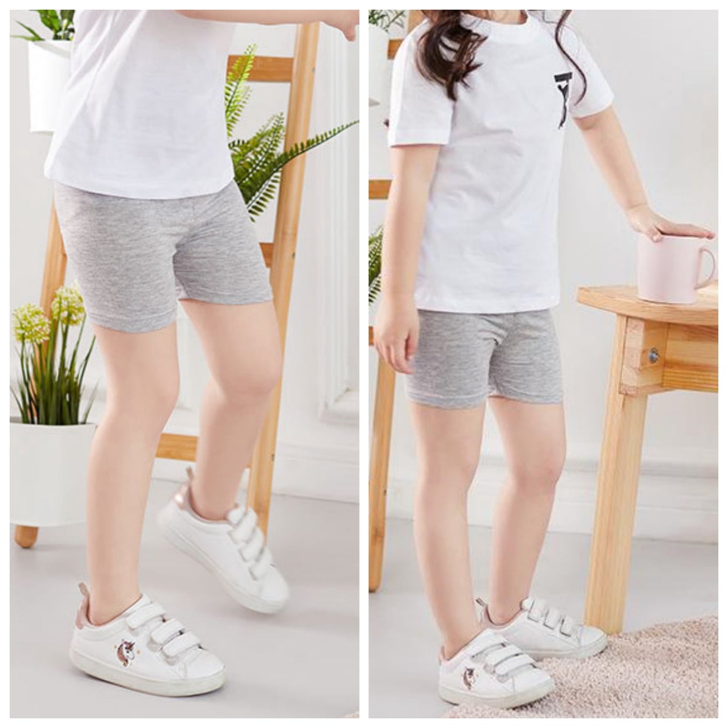 HAWEE 6 Pack Girls Bike Shorts Breathable Stretchy Modal Pettipants Sports Dance Shorts Solid Casual Athletic Shorts for Kids Little Girls
